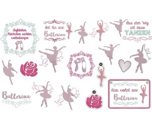 Stickserie - Ballerina inkl. ITH Schlüsselanhänger und Türschild 